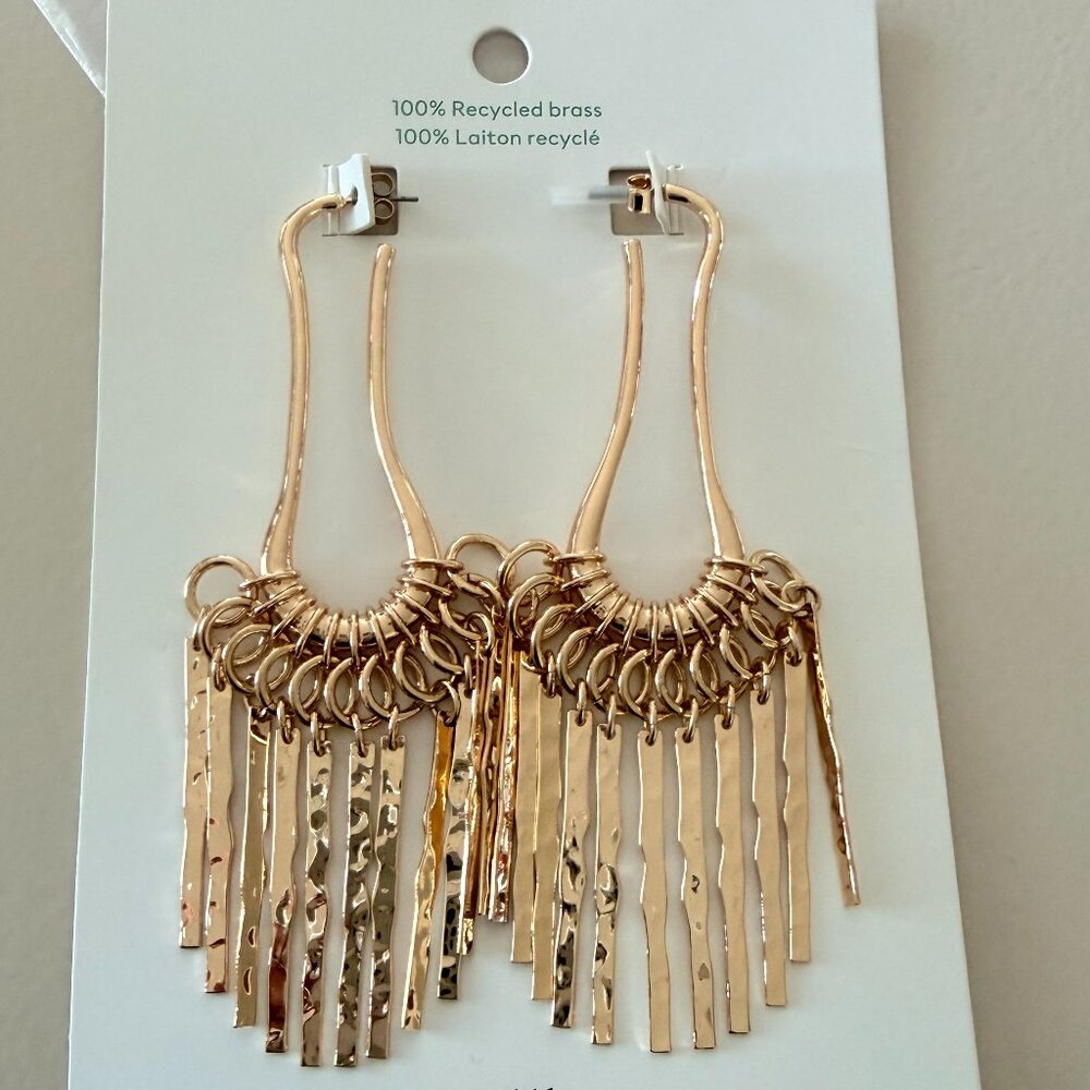 H&M Gold Metal Drop Statement Earrings, brand new